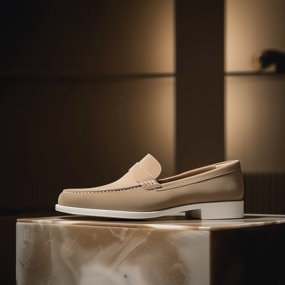 Beige Suede Franco Loafers