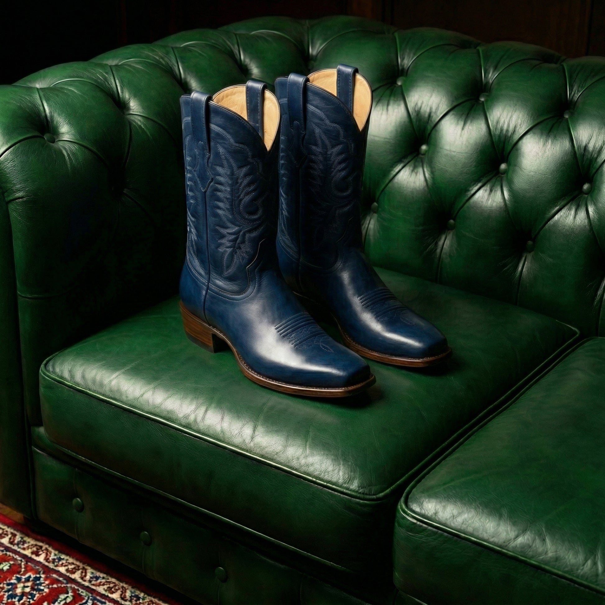 Navy Blue Leather Lucente Cowboy Boot
