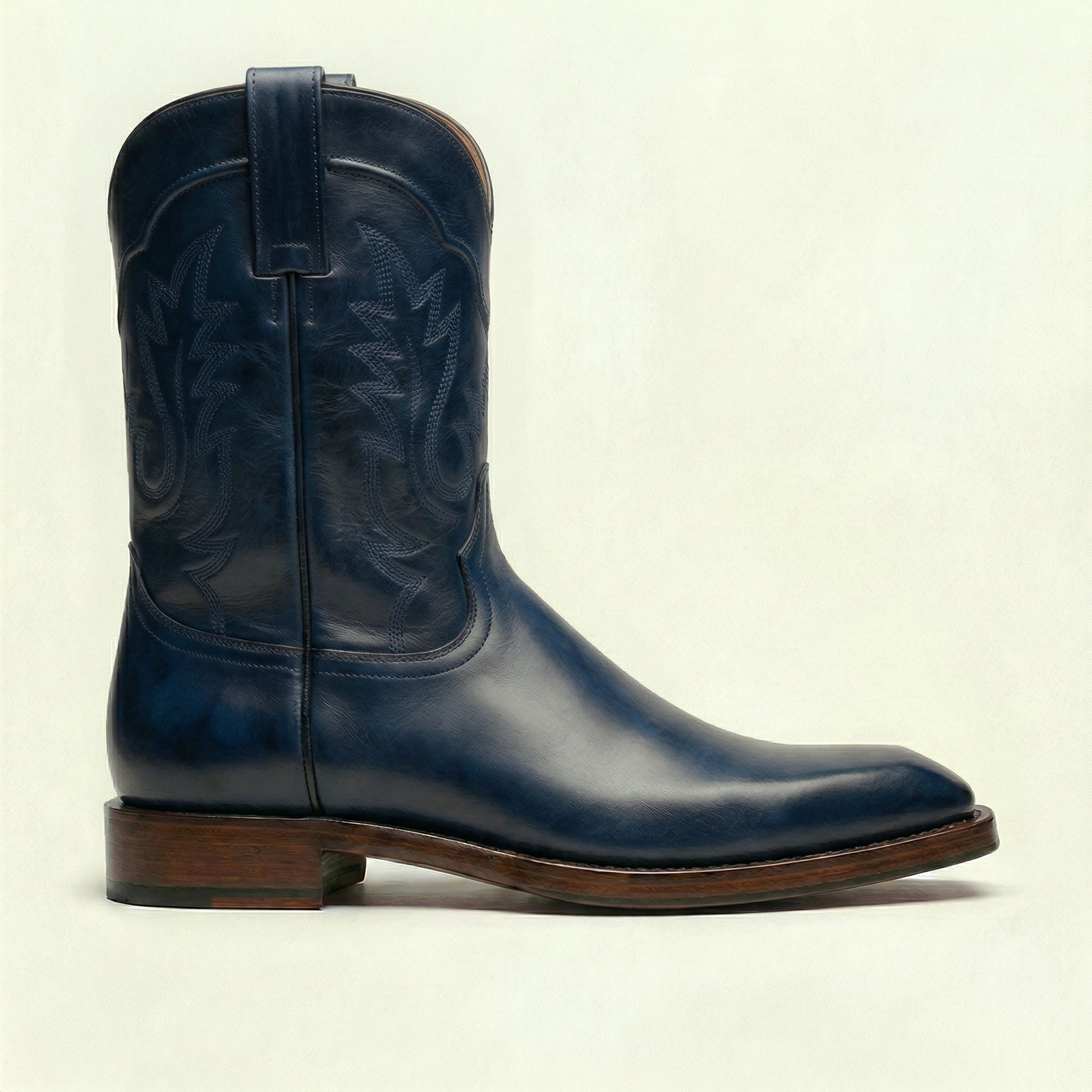 Navy Blue Leather Lucente Cowboy Boot