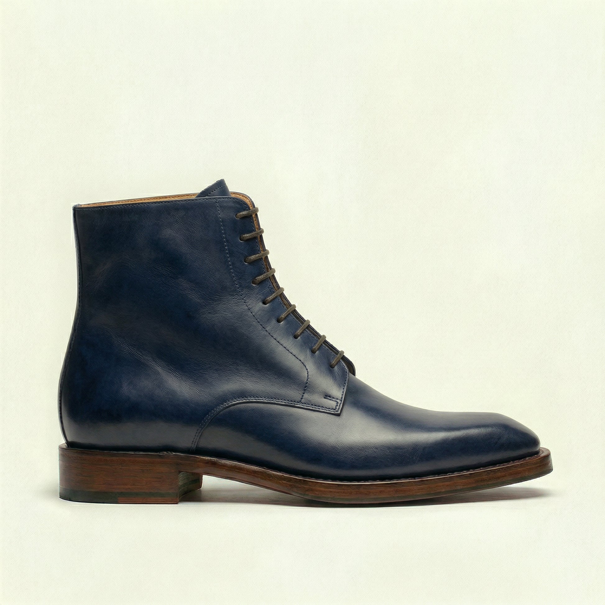 Navy Blue Leather Lucente Derby Boot