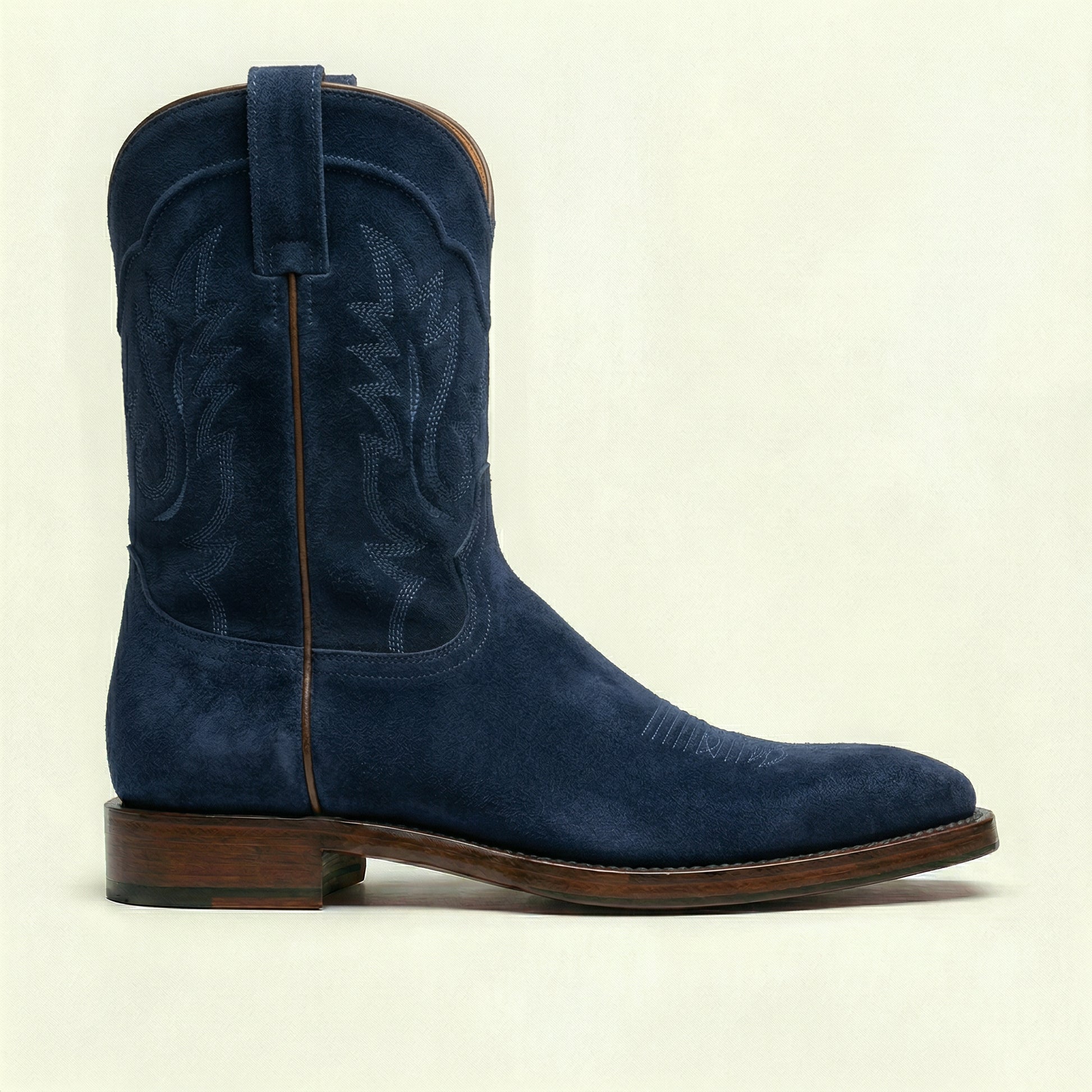 Navy Blue Suede Lucente Cowboy Boot