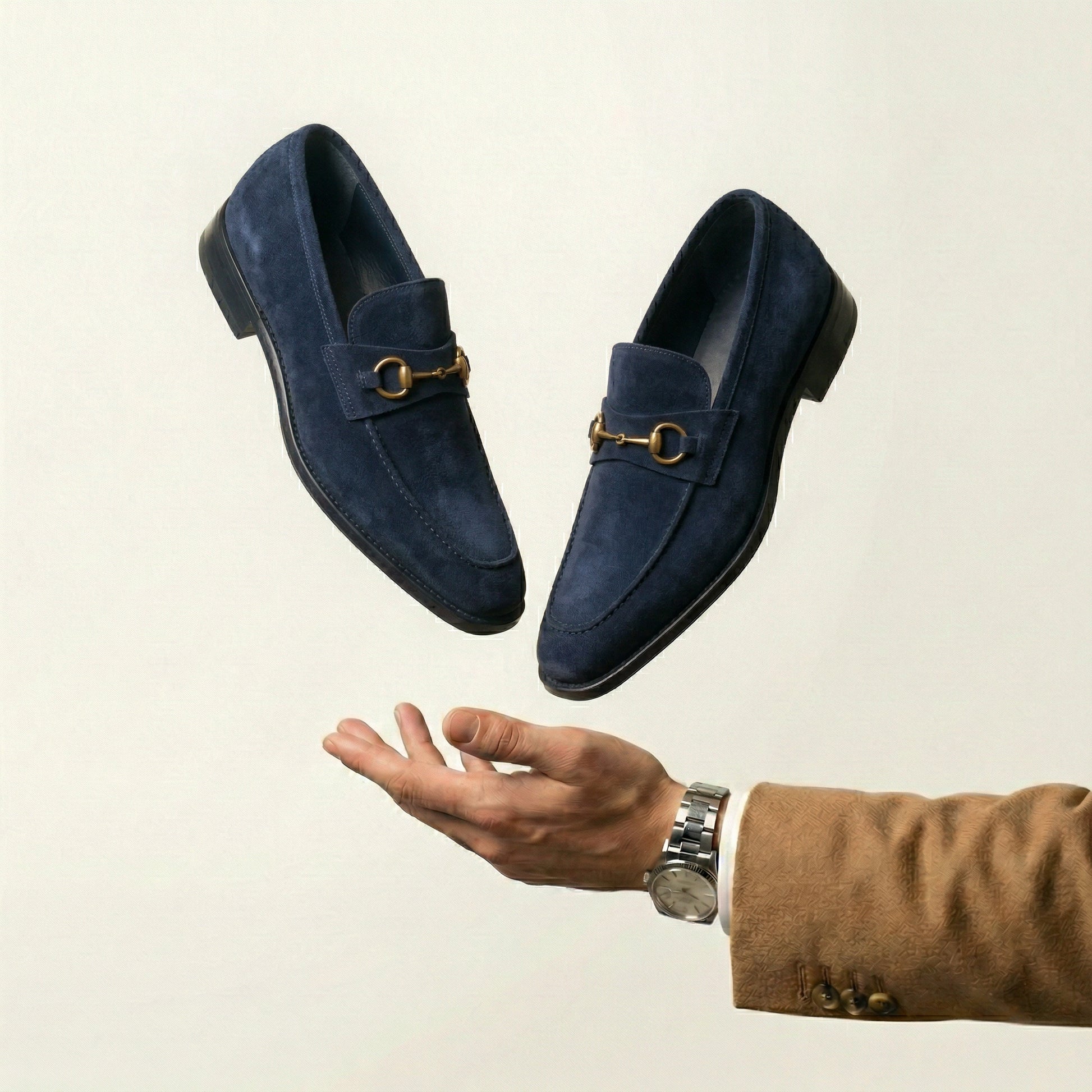 Navy Blue Suede Lucente Horse Bit Loafer