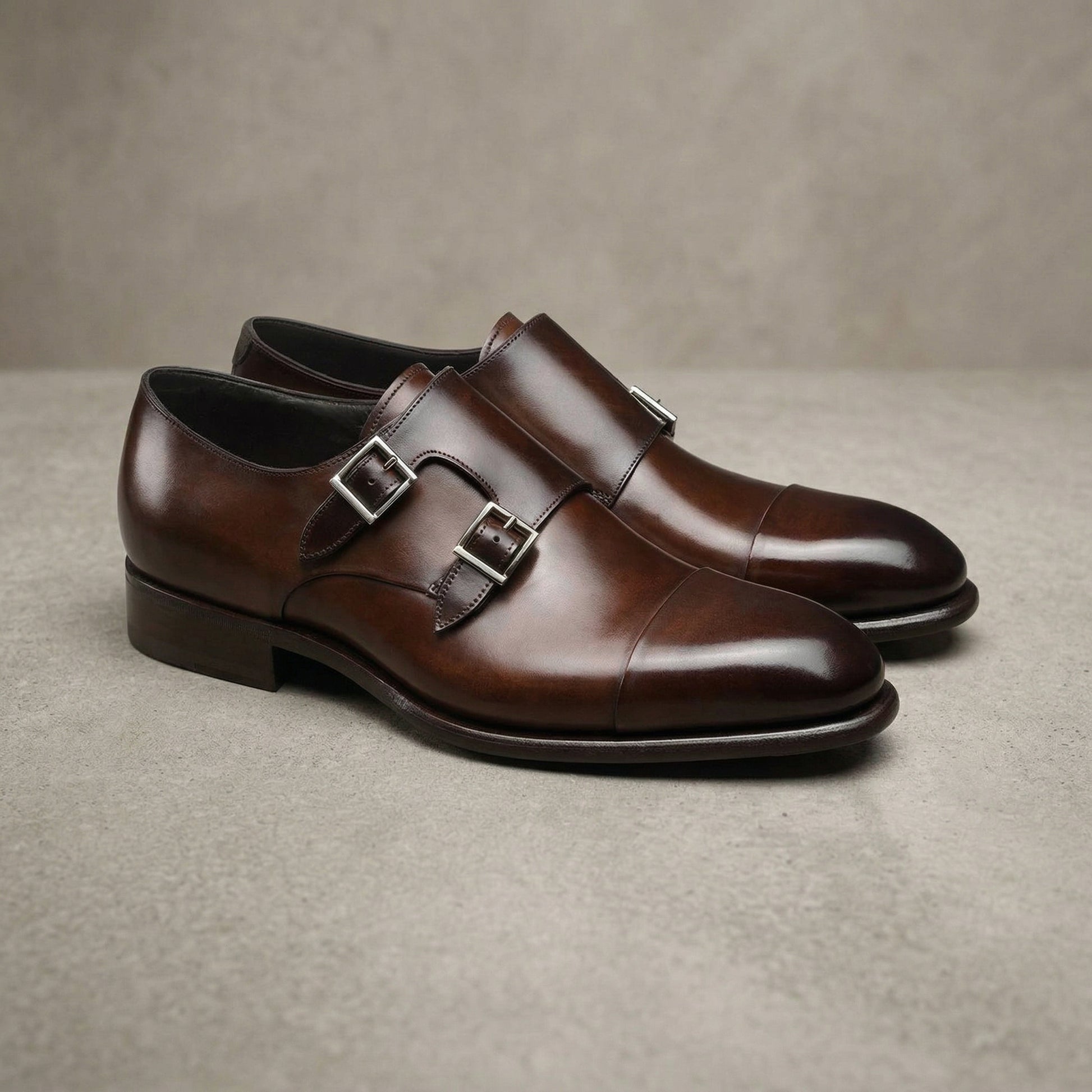 Height Increasing Brown Leather Castle Monk Straps