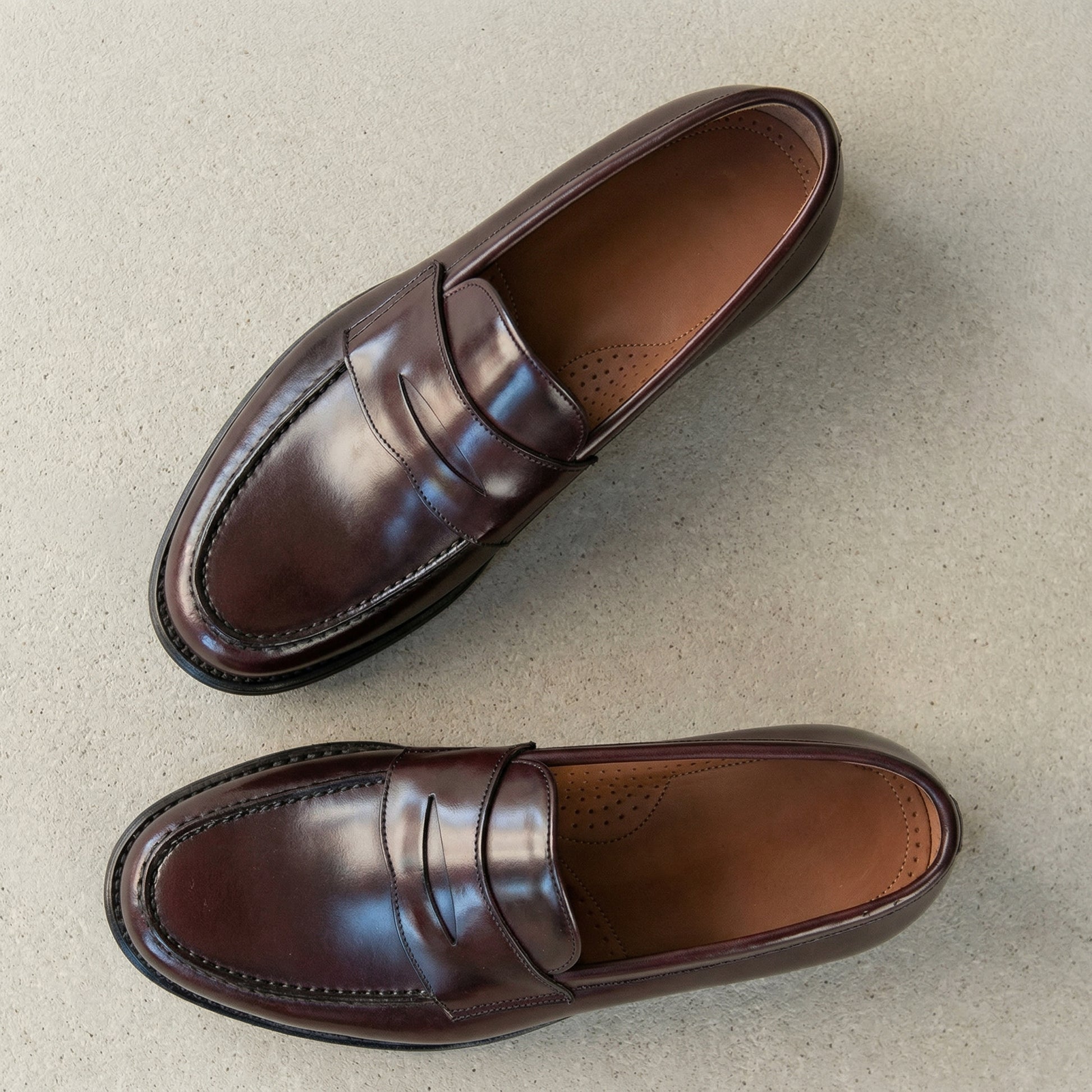 Height Increasing Burgundy Brown Leather Bendigo Slip On Penny Loafers