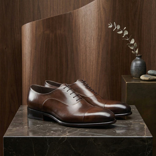 Brown Leather Woodford Balmoral Toe Cap Oxfords - Formal Shoes - ITALIAN AW26