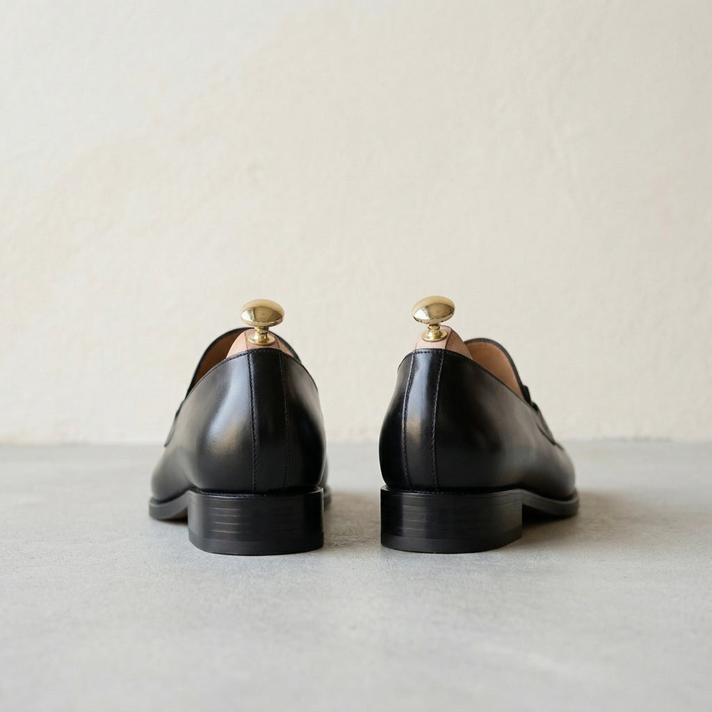 Black Leather Malaga Penny Loafers -  Casual Shoes Collection