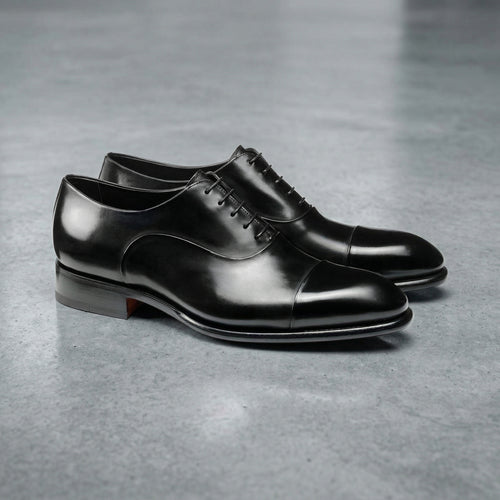 Black Leather Woodford Balmoral Toe Cap Oxfords - Formal Shoes