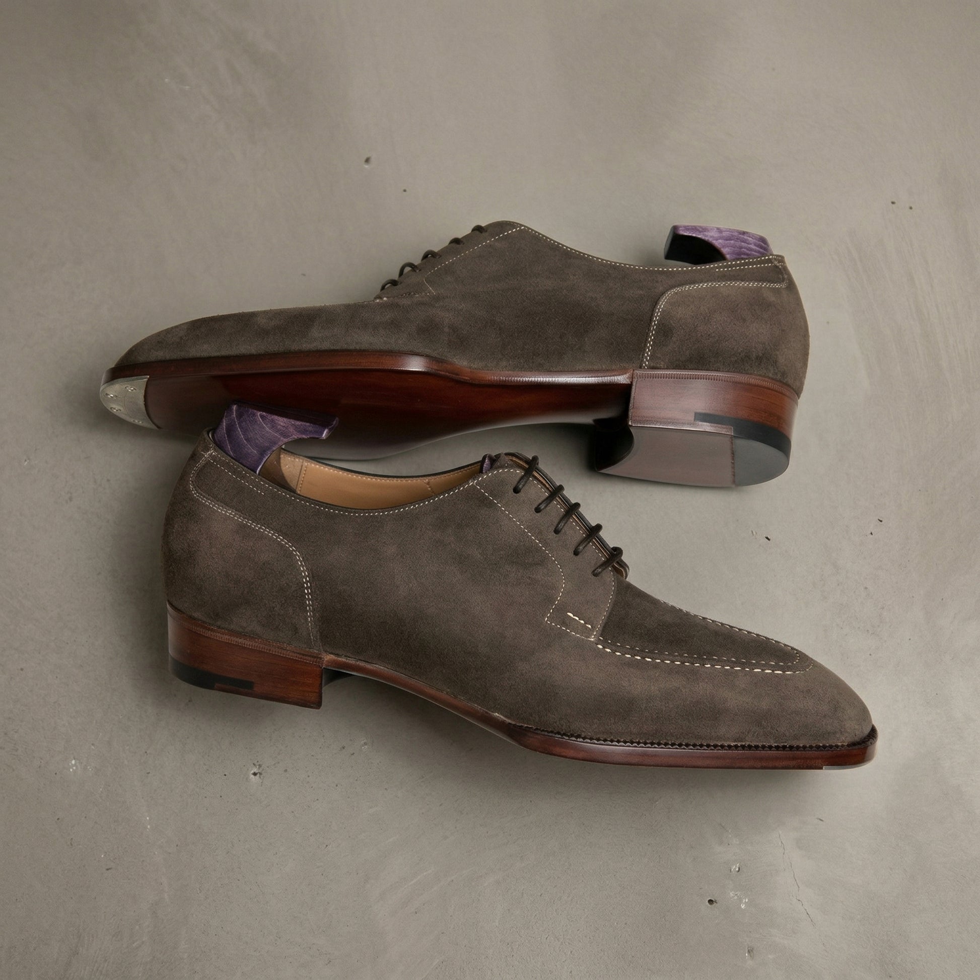 Brown Suede Leather Classic Composure Toe Cap Oxfords