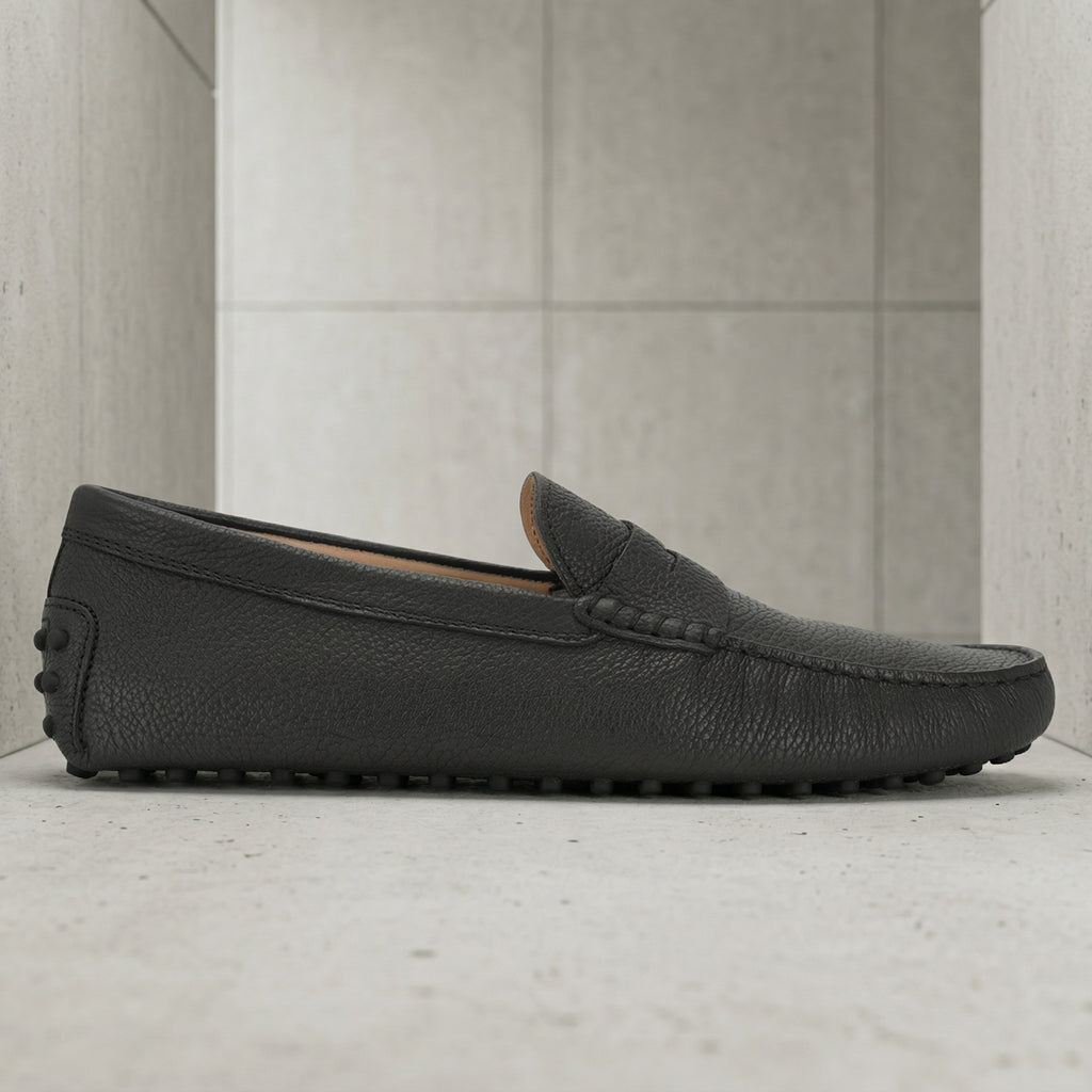 Black Leather Burgos Driving Loafers -  Casual Shoes Collection