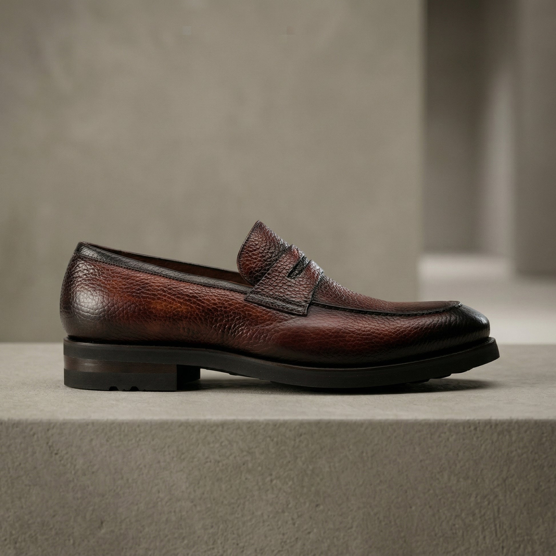 Height Increasing Brown Leather Montreal Chunky Loafers