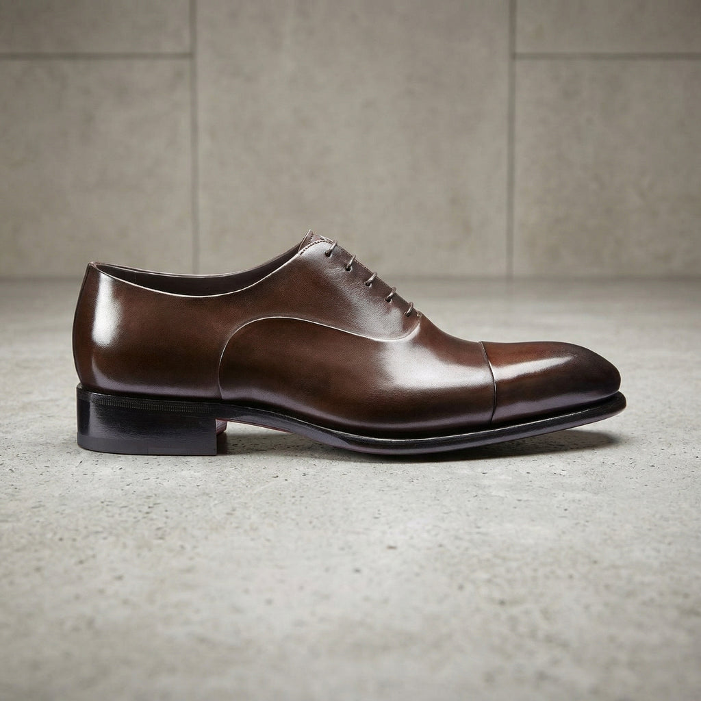 Height Increasing Brown Leather Woodford Balmoral Toe Cap Oxfords - Formal Shoes
