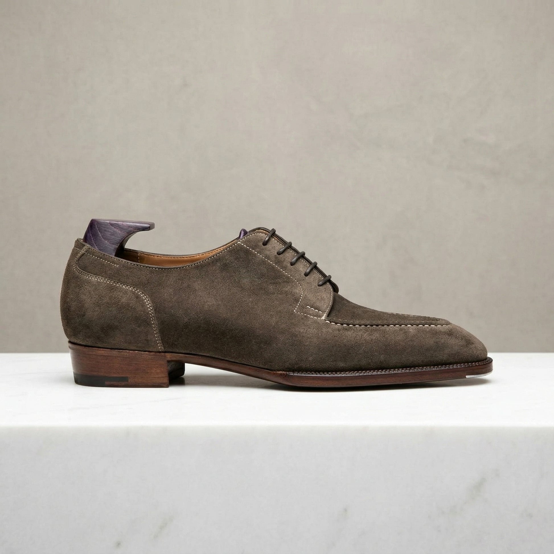 Brown Suede Leather Classic Composure Toe Cap Oxfords