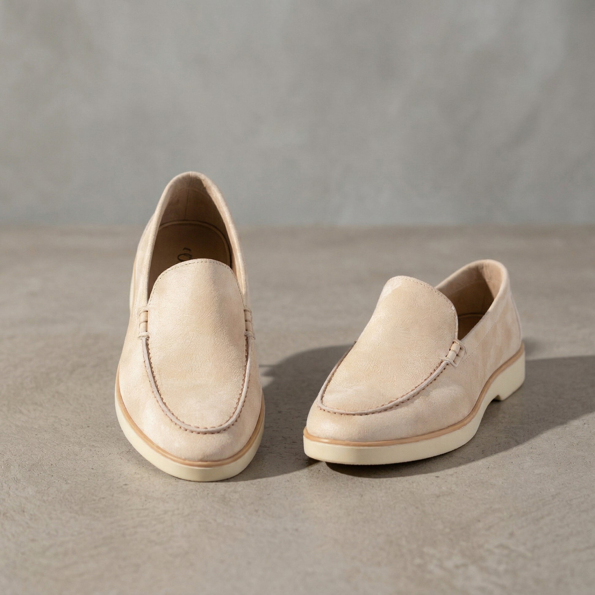 Cream Suede Libraria Loafers with White Soles - Summer 2024 Collection