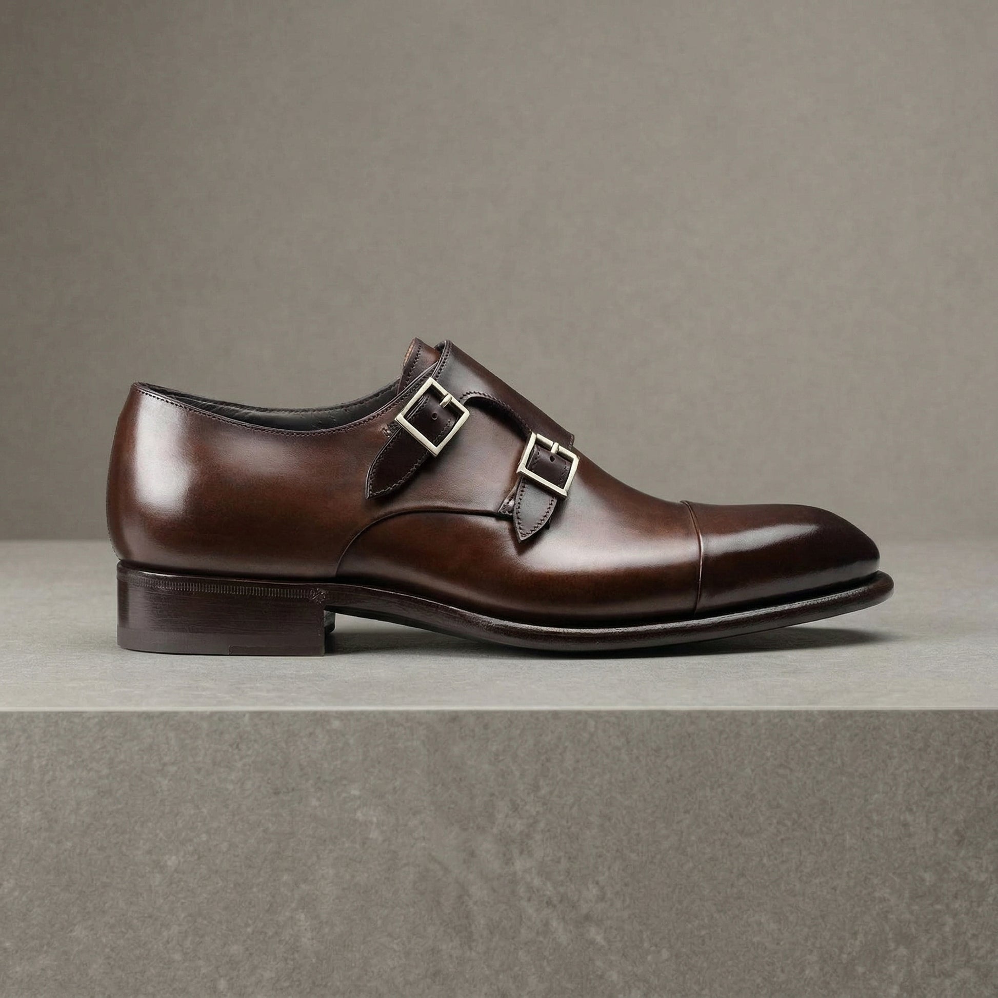 Height Increasing Brown Leather Castle Monk Straps