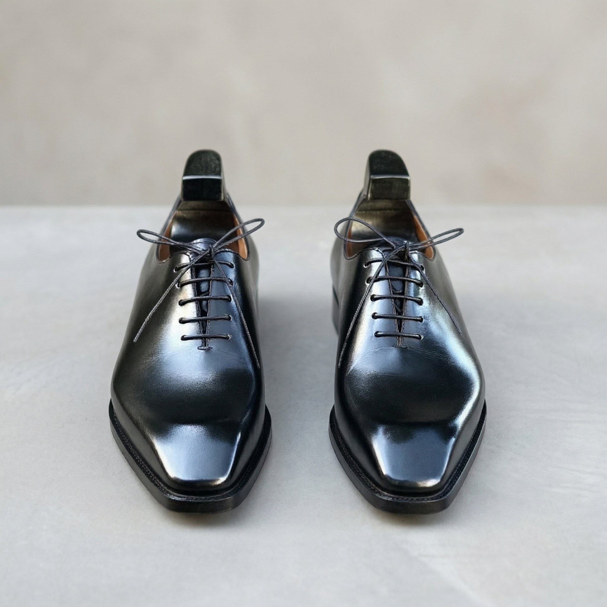 Height Increasing Black Leather Pamira Whole Cut Oxfords - Formal Shoes - AW24