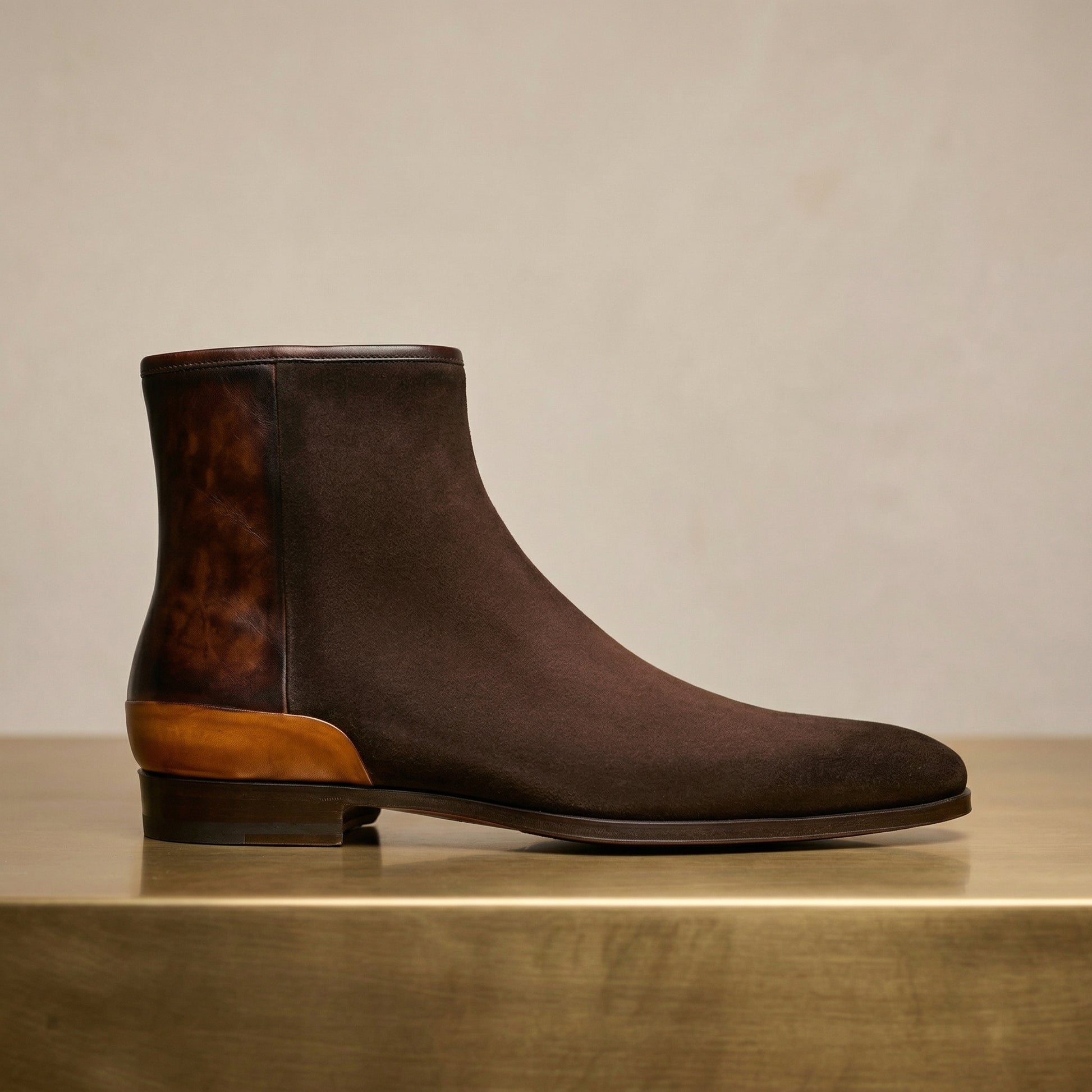 HEIGHT INCREASING BROWN SUEDE FENLAND SLIP ON CHELSEA BOOTS