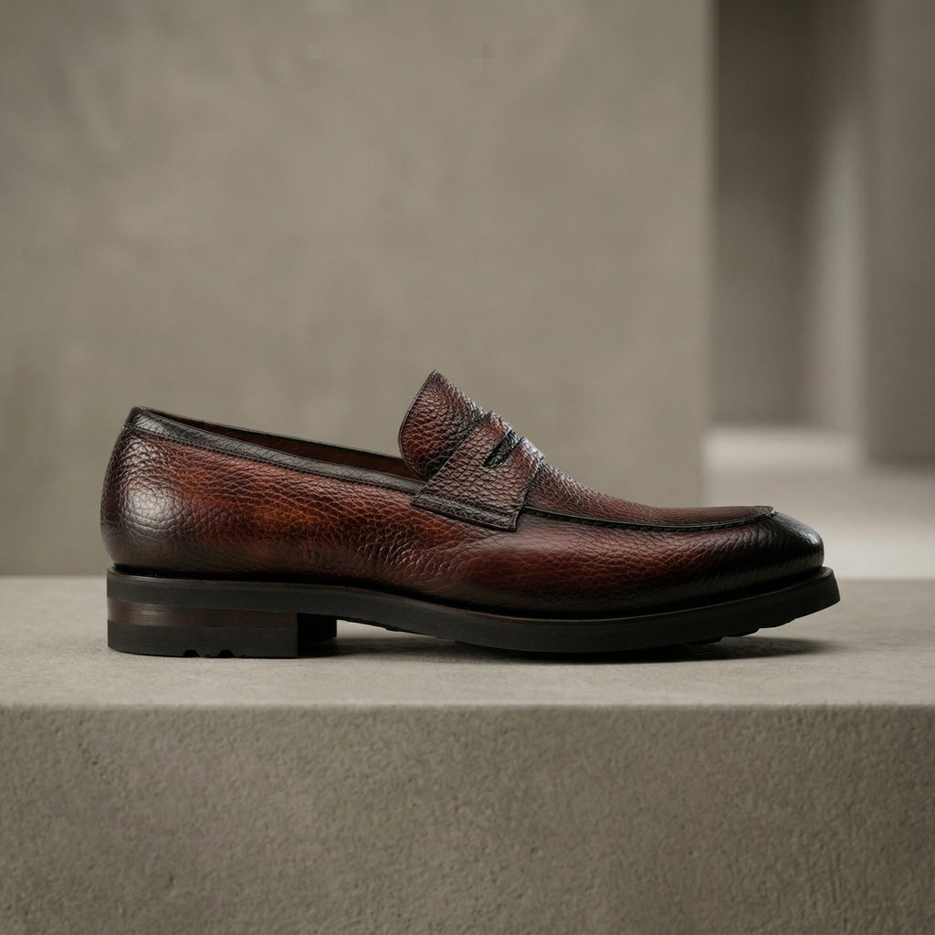 Height Increasing Brown Leather Montreal Chunky Loafers