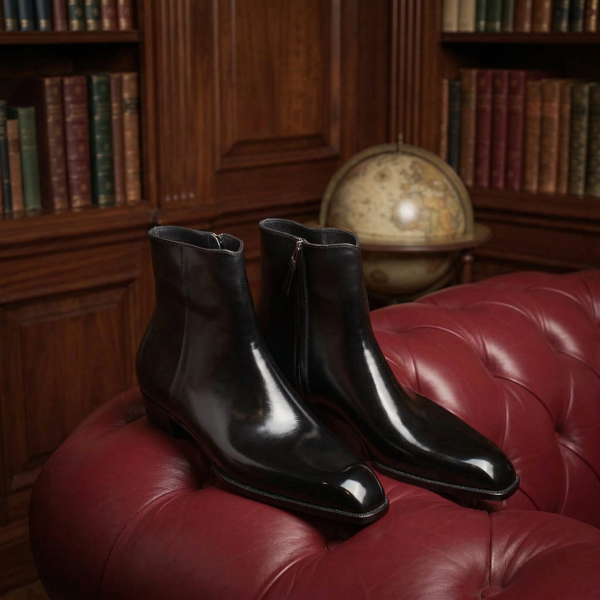 Black Leather Vasto Zipper Boots - AW24