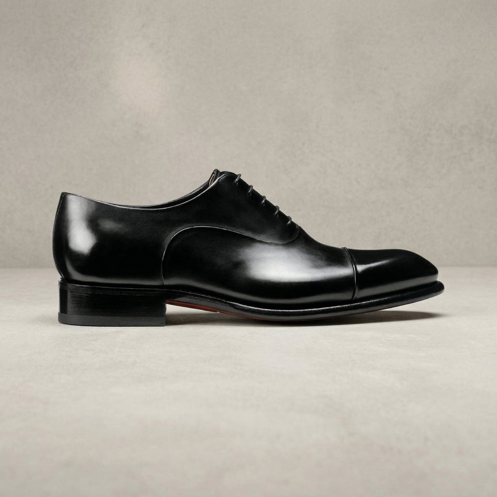 Black Leather Woodford Balmoral Toe Cap Oxfords - Formal Shoes