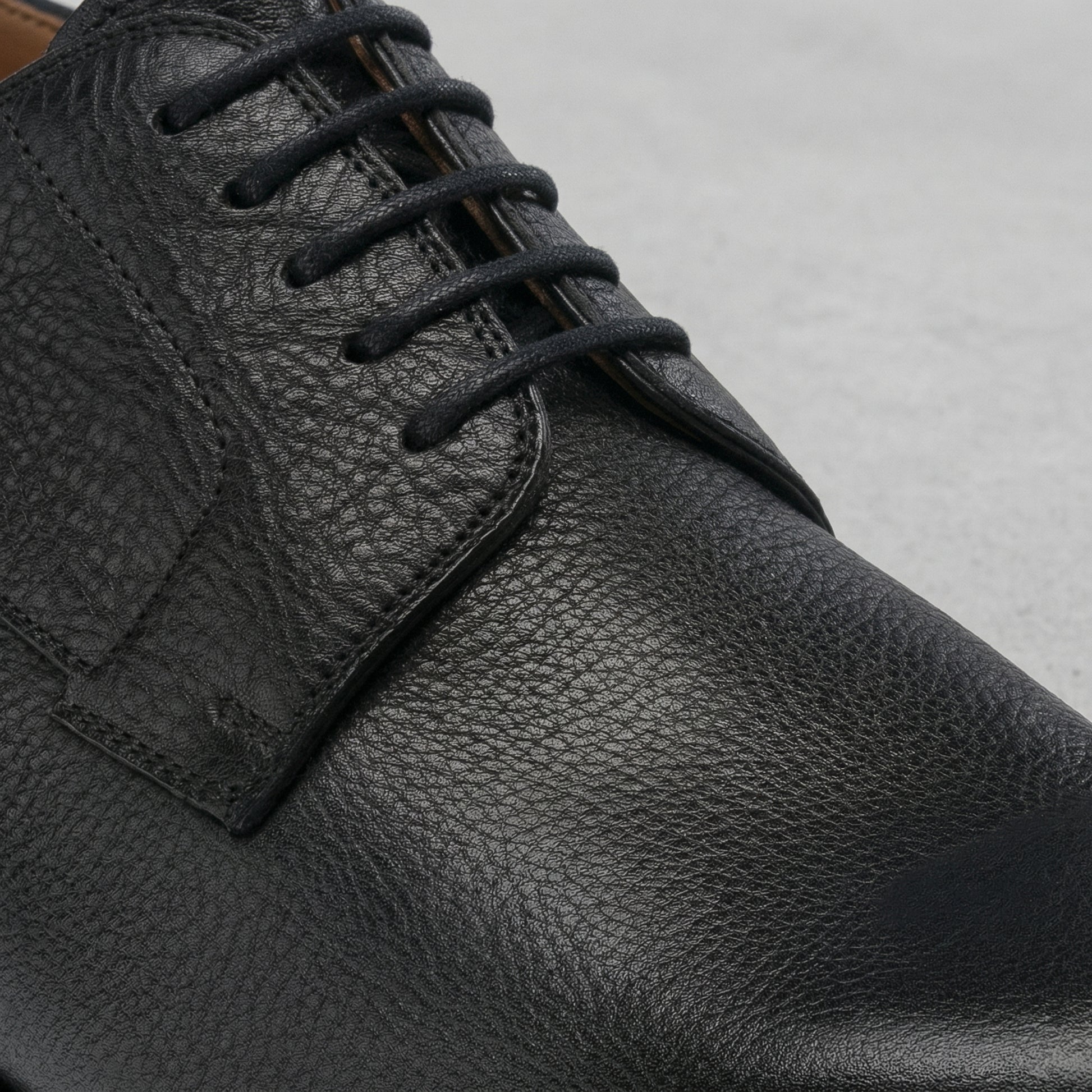 Flat Feet Shoes - Black Leather Congleton Chunky Derby Shoes with Arch Support