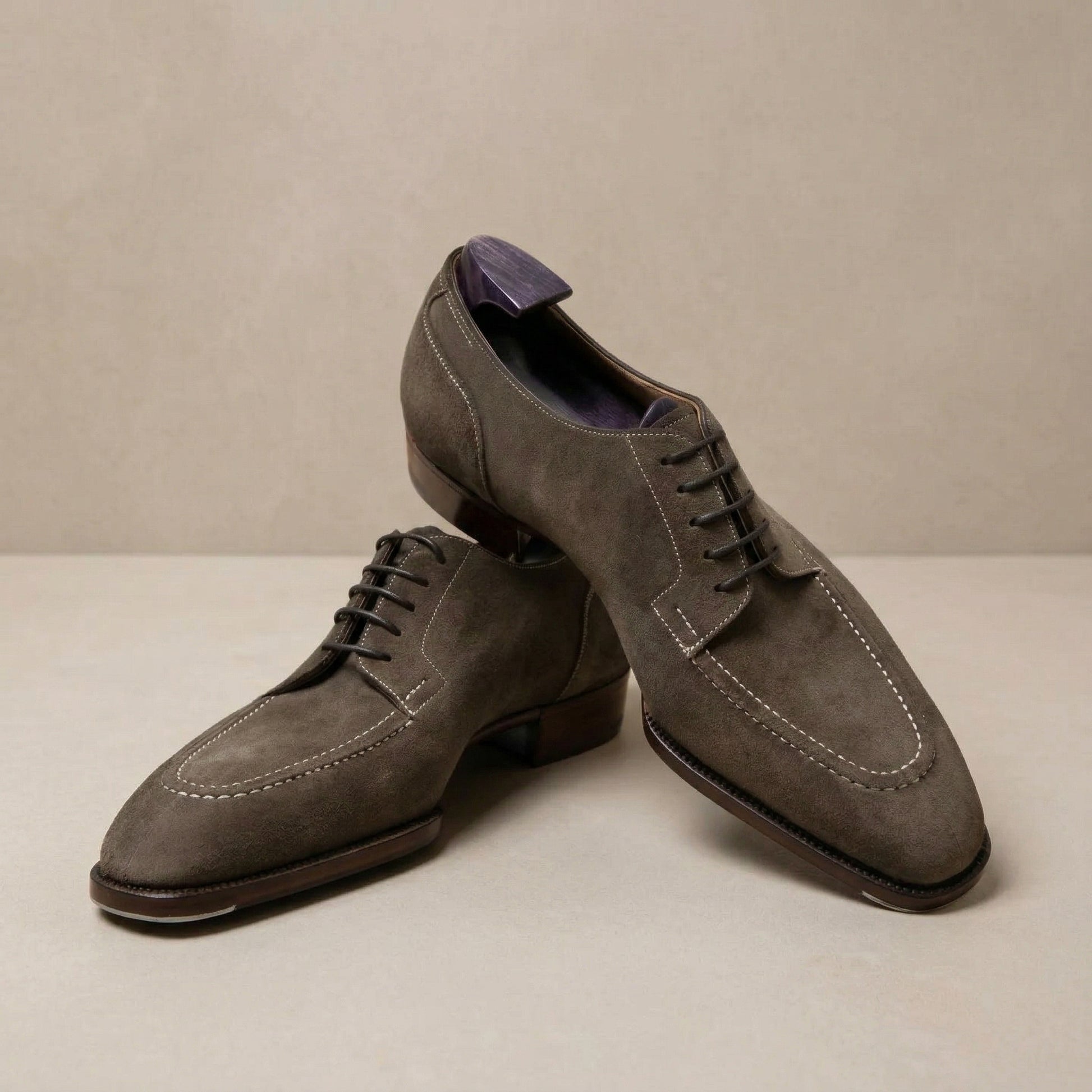 Brown Suede Leather Classic Composure Toe Cap Oxfords