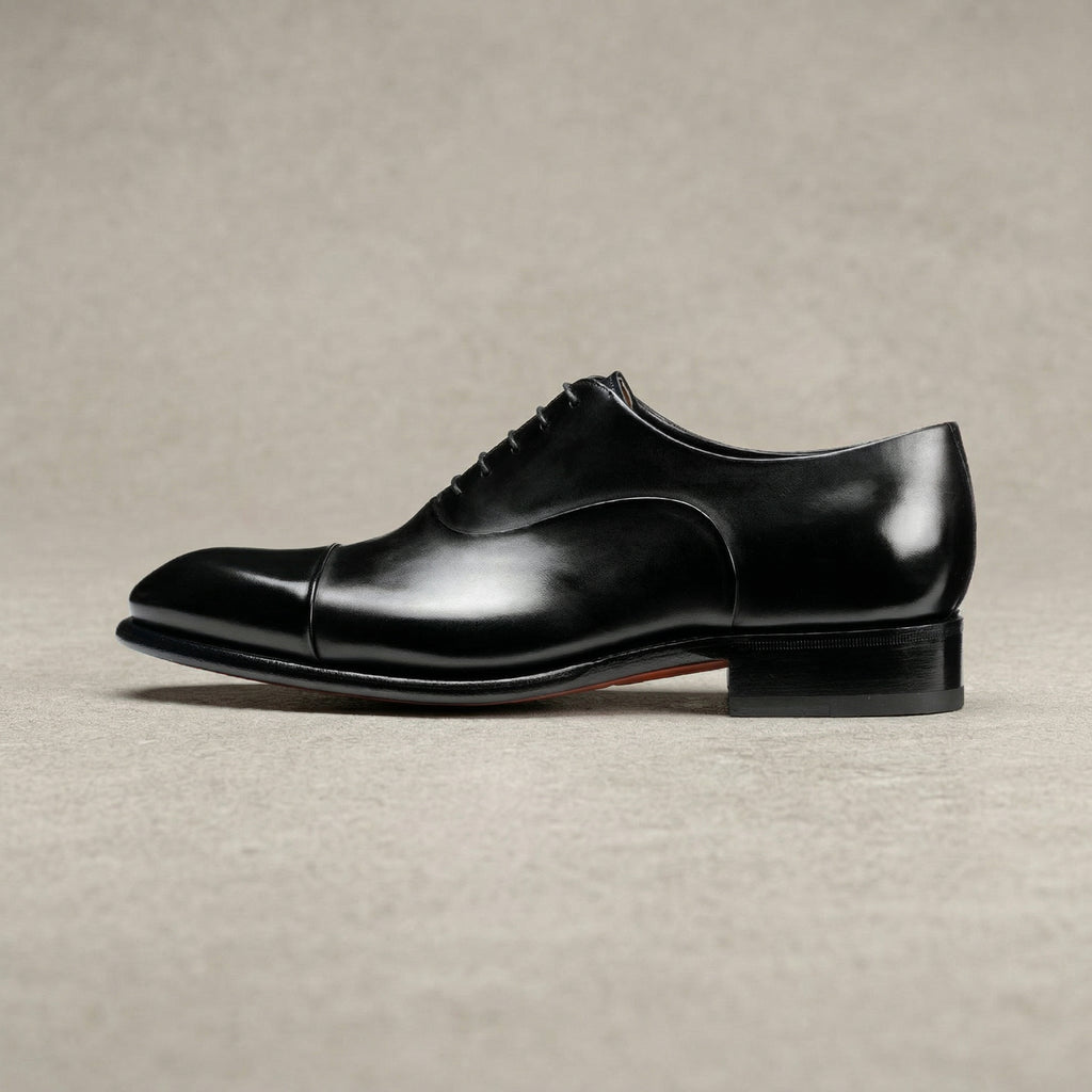 Black Leather Woodford Balmoral Toe Cap Oxfords - Formal Shoes