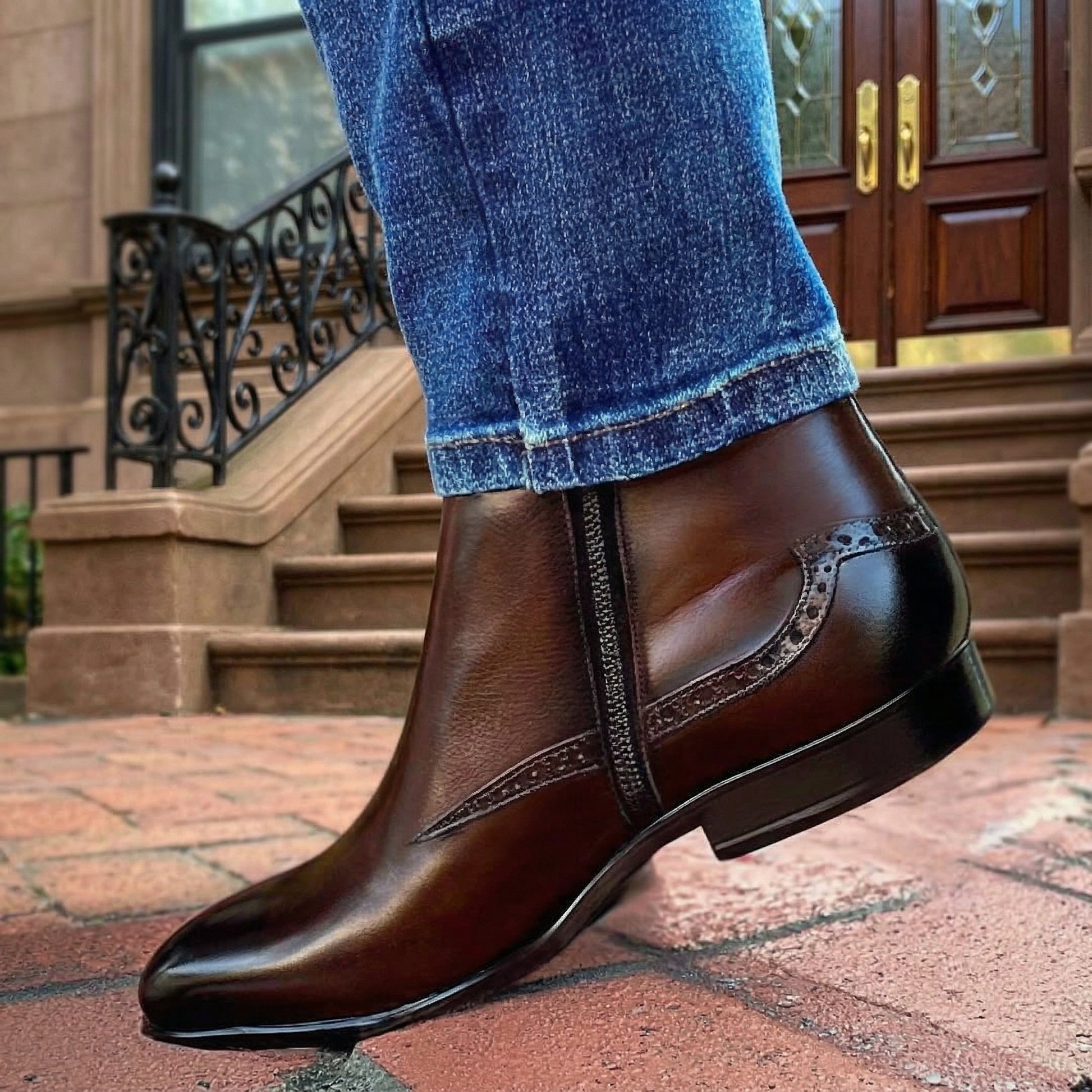 Brown Leather Beja Zipper Boots - ITALIAN AW26 Costoso Italiano Brown Leather Beja Zipper Boots - ITALIAN AW26 Costoso Italiano