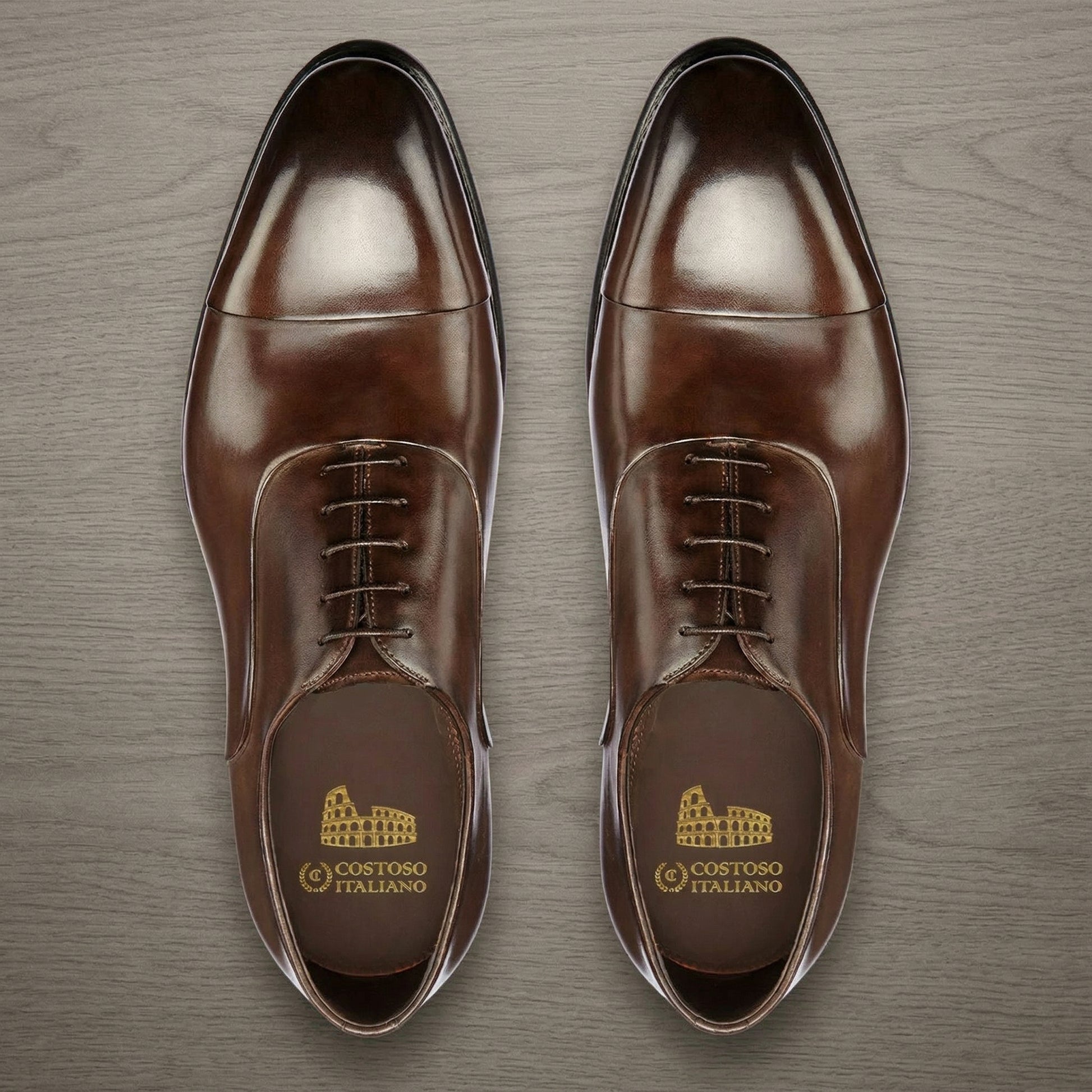 Brown Leather Woodford Balmoral Toe Cap Oxfords - Formal Shoes