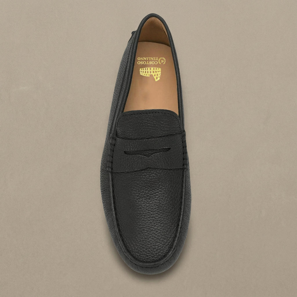 Black Leather Burgos Driving Loafers -  Casual Shoes Collection