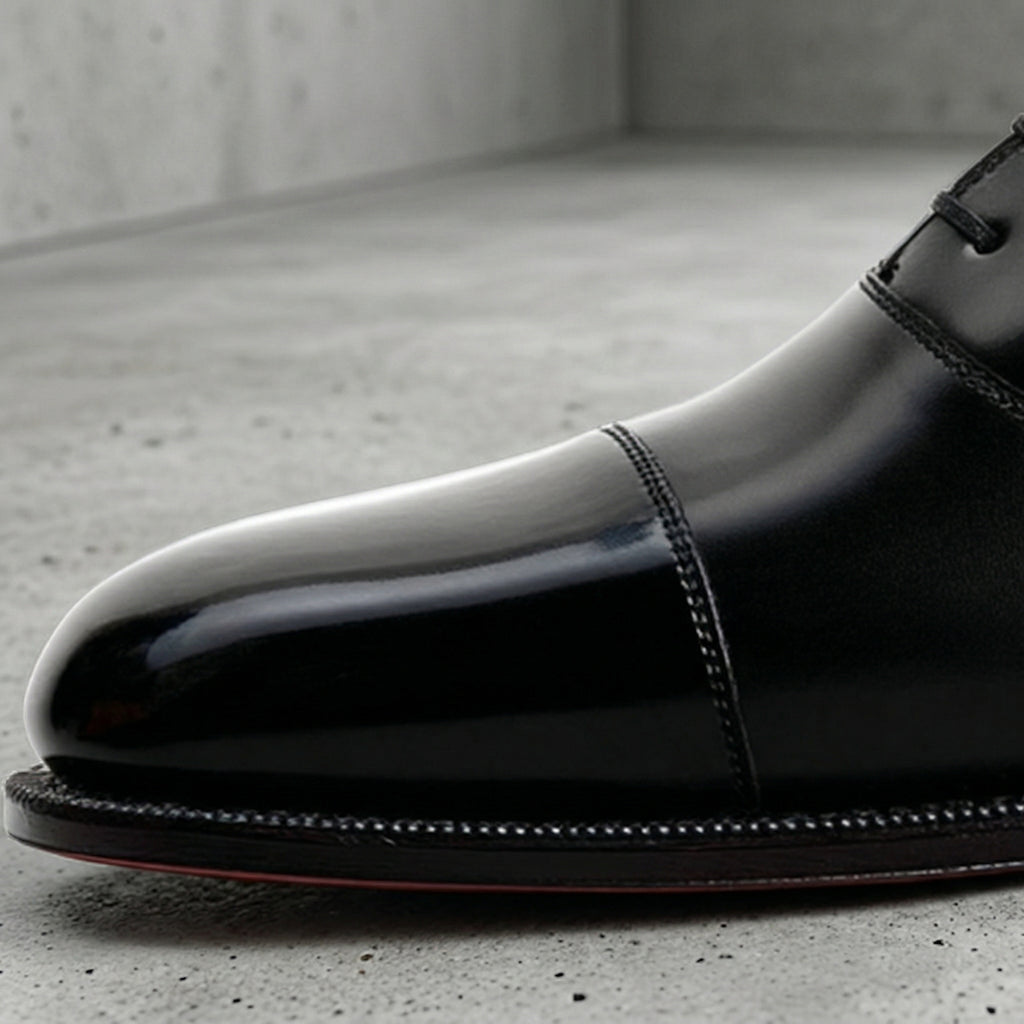 Height Increasing Black Leather Oruro Toe Cap Balmoral Oxford Shoes