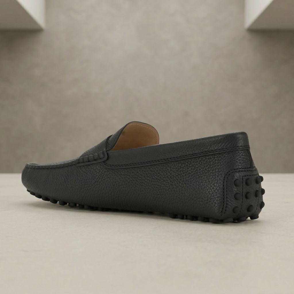 Black Leather Burgos Driving Loafers -  Casual Shoes Collection