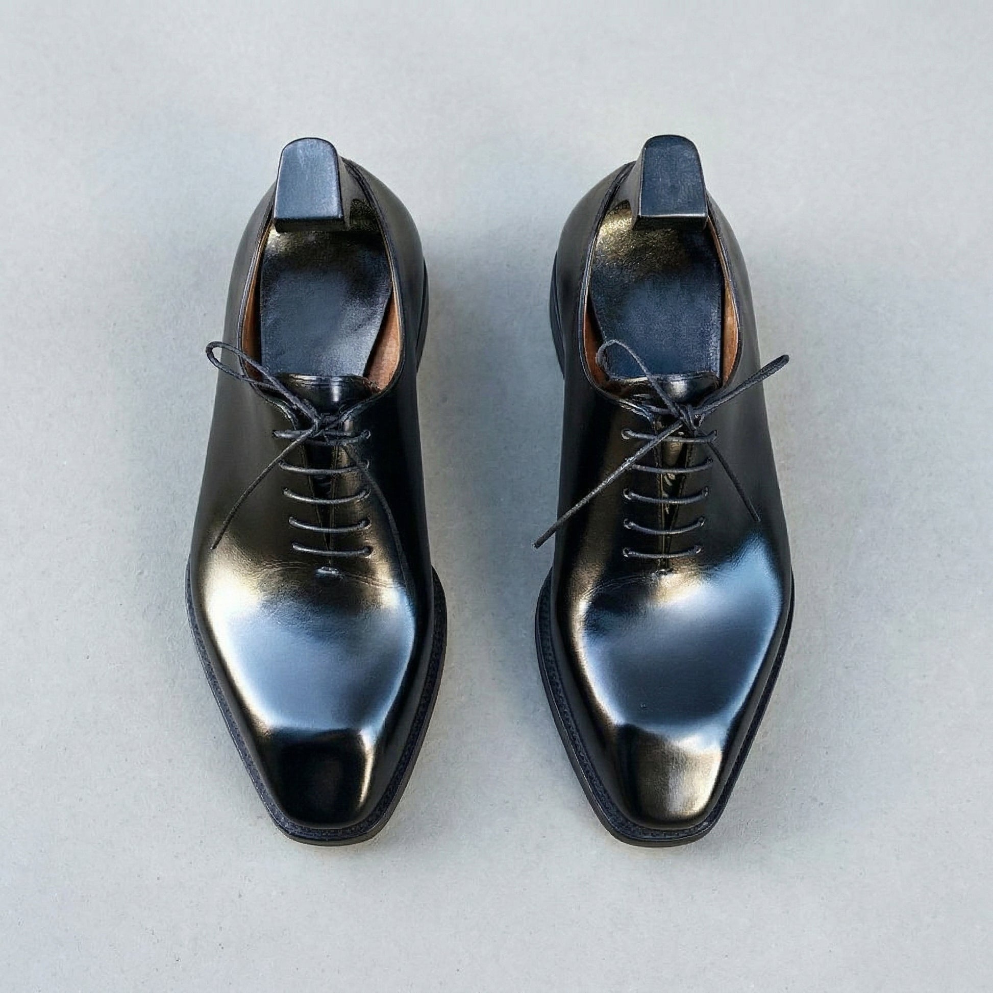 Height Increasing Black Leather Pamira Whole Cut Oxfords - Formal Shoes - AW24