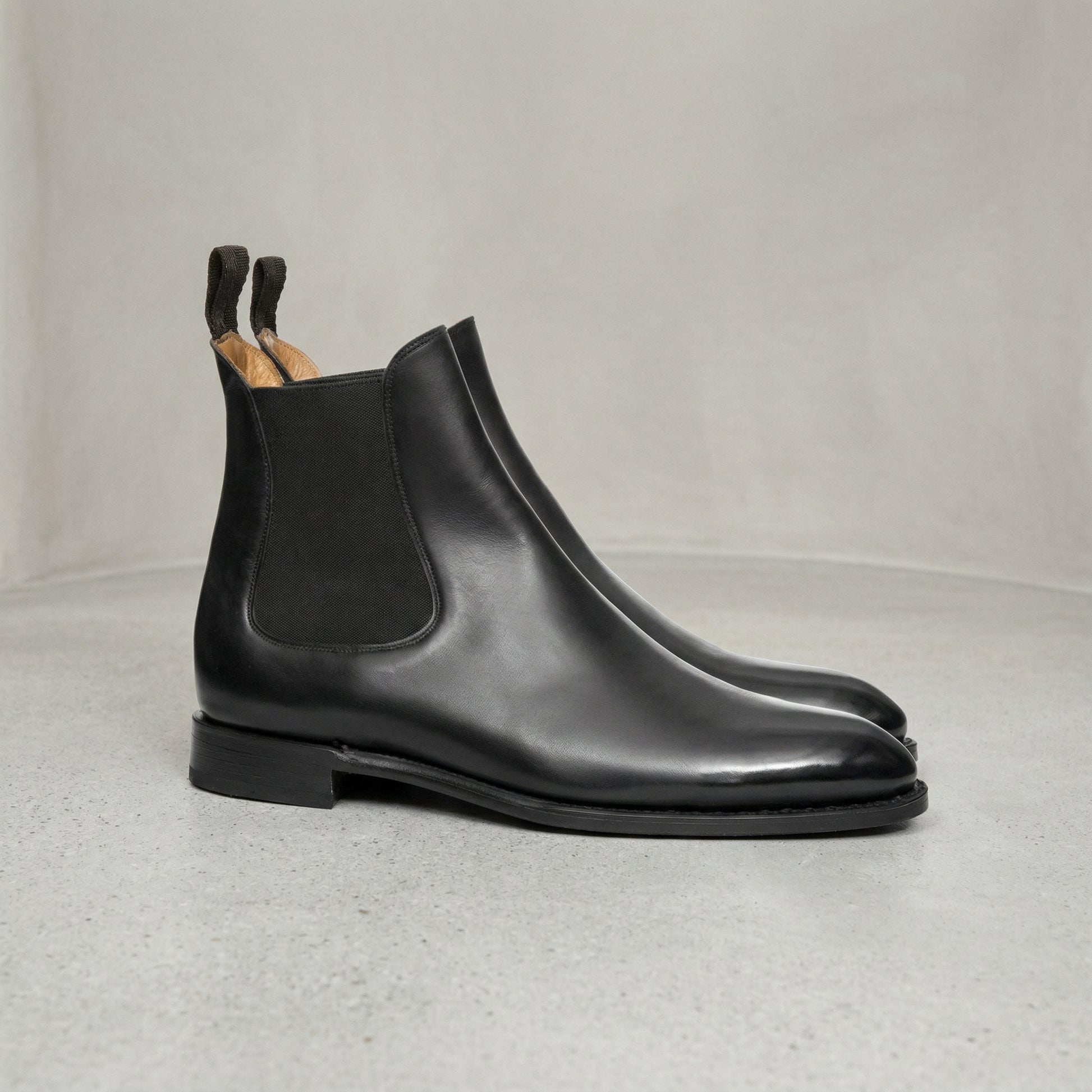 Height Increasing Black Leather Fenland Slip On Chelsea Boots