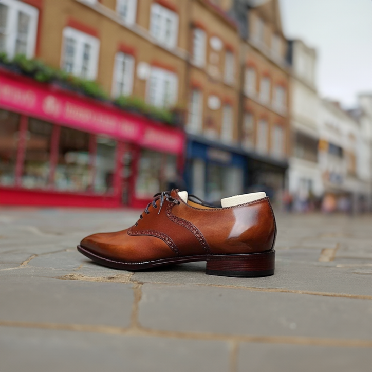 Tan Leather Elowen Brogue Oxfords - Formal Shoes - SS23 - ITALIAN AW26