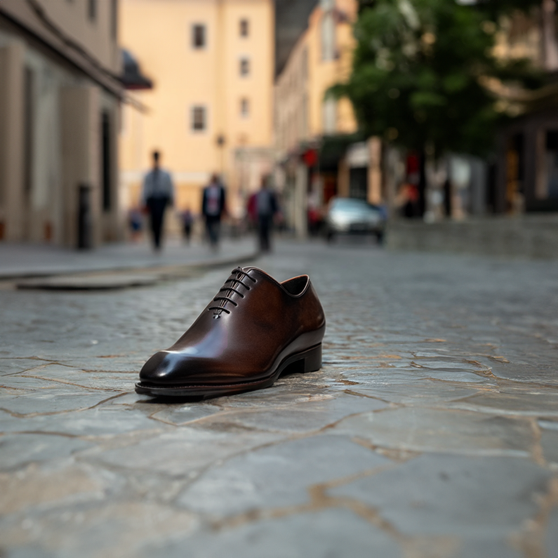 Brown Leather Carmac Whole Cut Oxfords with Poined Toe - Formal Shoes - SS23 - ITALIAN AW26