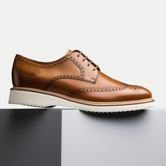 Tan Leather Lorelei Lace Up Brogue Derby Shoes with White Sole - Summer 2024 Collection