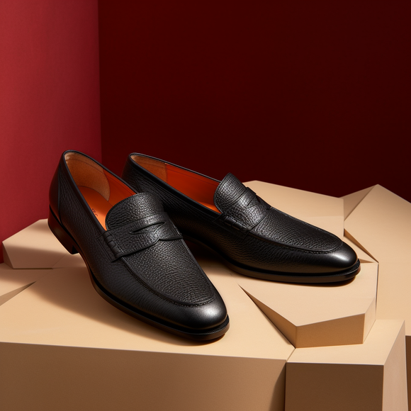 Height Increasing Black Dorian Penny Unlined Loafers - Comfort First Edition