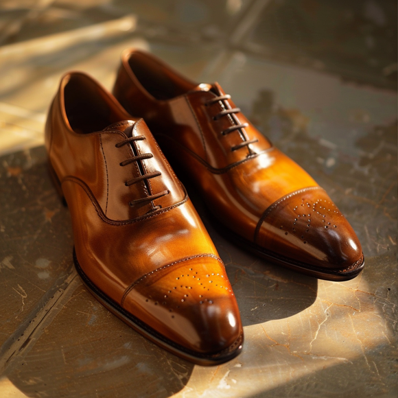 Tan Leather Sunbaked Sahara Brogue Oxford Shoes - Summer 2024 Collection