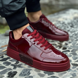 Burgundy Leather Savvy Lace-Up Sneakers with Matching Sole - Summer 2024 Collection