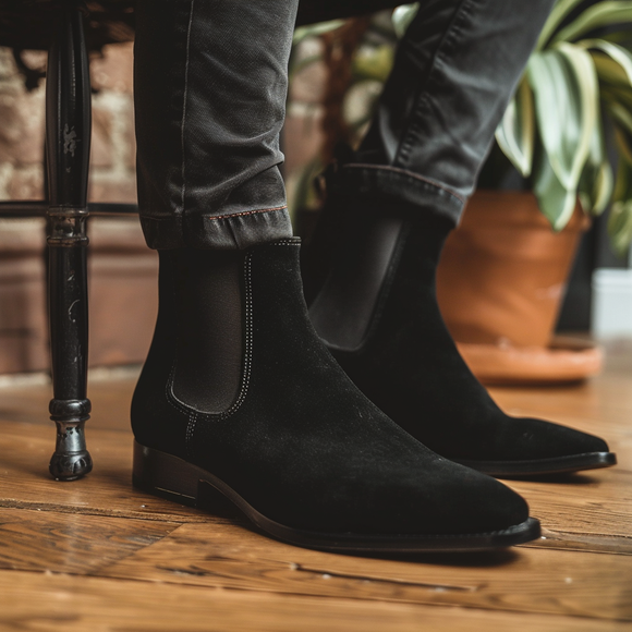 Black Onyx Suede Chelsea Boot - Summer 2024 Collection