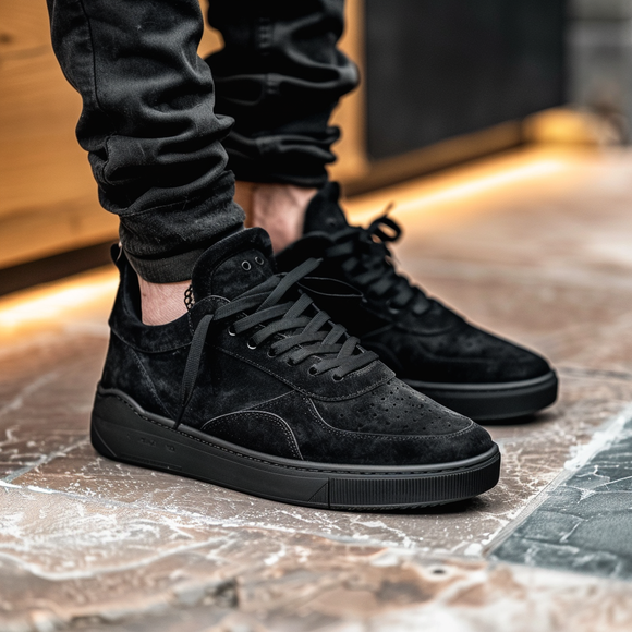 Black Suede Sport Coal Cusion Sneaker  - Summer 2024 Collection