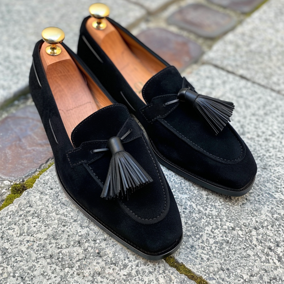 Black Suede Tassel Loafers  - Summer 2024 Collection