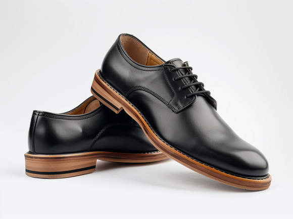 Black Leather Wheatfield Oxford Derby Shoes- Summer 2024 Collection