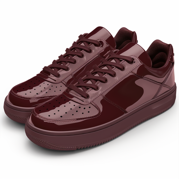 Burgundy Leather Savvy Lace-Up Sneakers with Matching Sole - Summer 2024 Collection