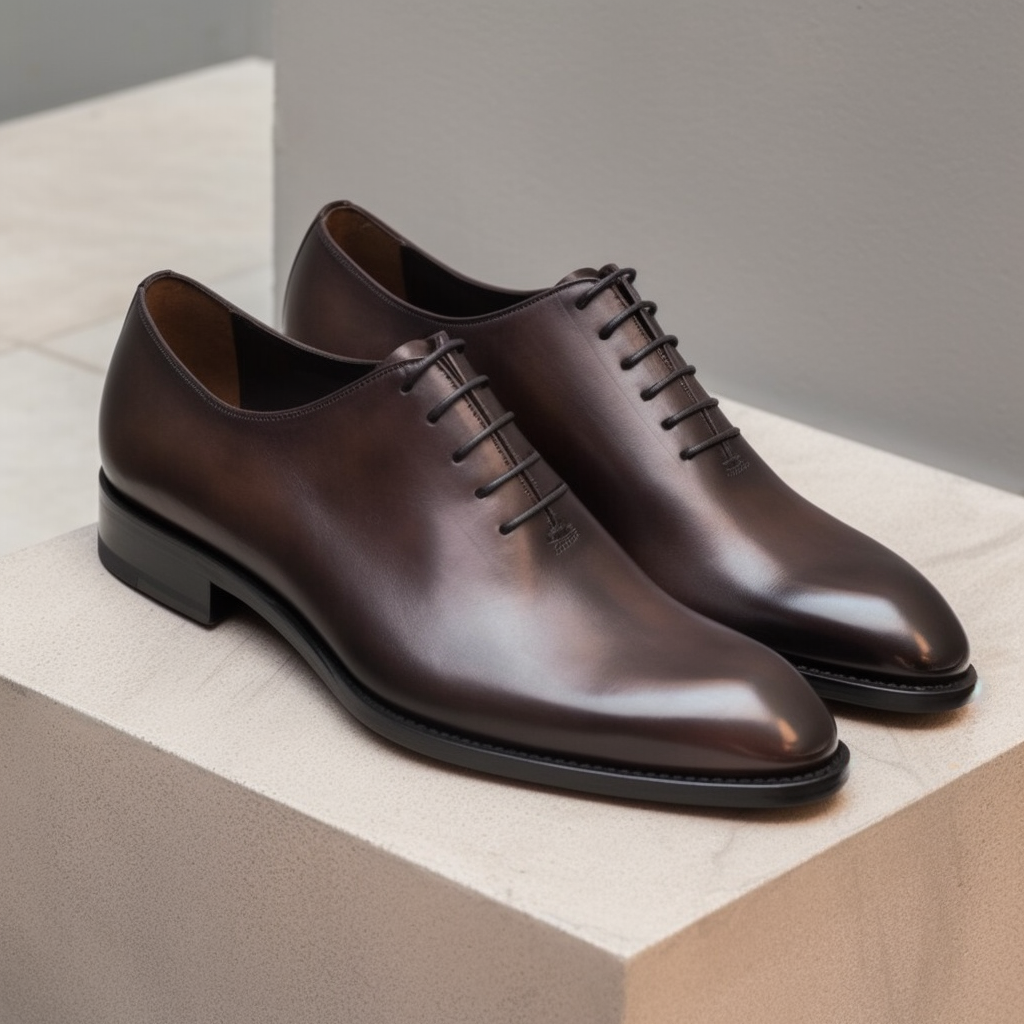 Brown Leather Amarys Whole Cut Oxfords