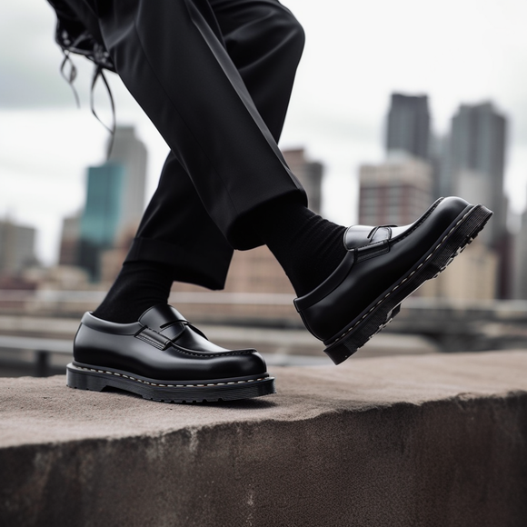 Black loafers top slip on