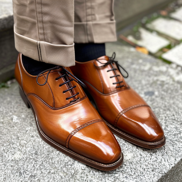 Tan Leather  Toe Cap Oxfords - SUMMER 2024 COLLECTION