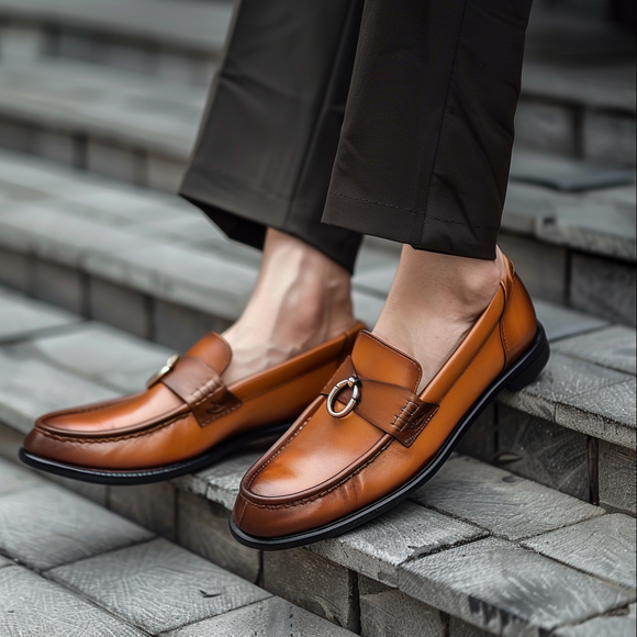 Tan Leather  Tread Slip-Ons Loafers - Summer 2024 Collection