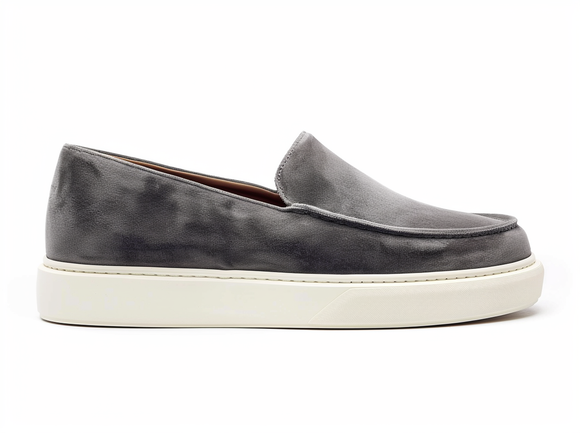 Grey Suede Bass Weejuns Loafers with White Sole   - Summer 2024 Collection