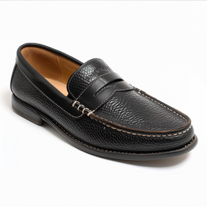 Black Leather Relaxed Venetian Slip-On Loafers - Summer 2024 Collection